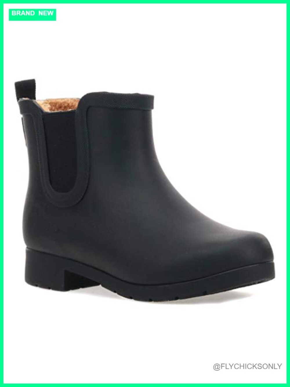 Waterproof Faux Fur Chelsea Rain Boot Slip On Ankle Bootie